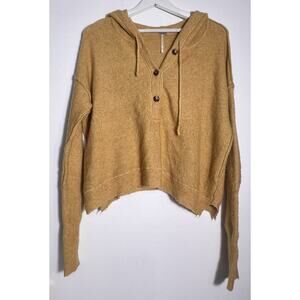 Free People Praline Cozy Henley Pullover Hooded Sweater Women’s Size Small